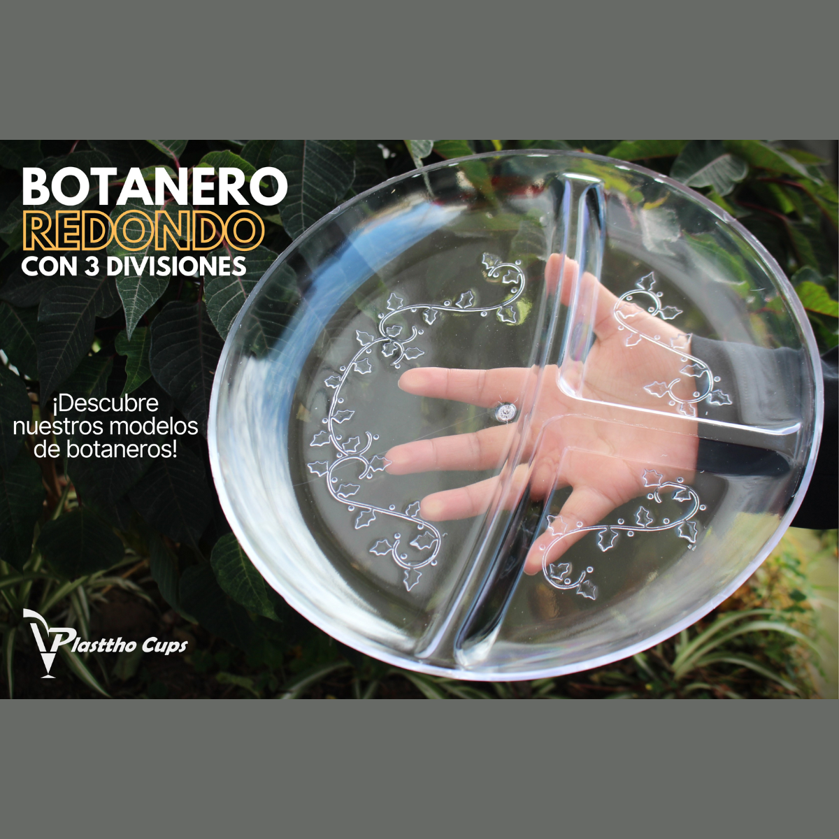 Botanero Redondo con 3 Divisiones